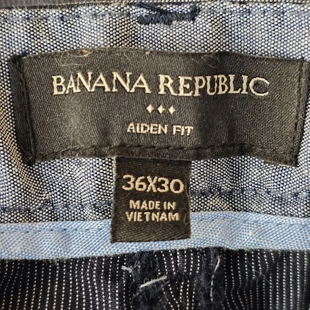 Banana Republic Aiden Chino Pants Slim Flat Stretch Office Work‎ Navy Mens 36x30